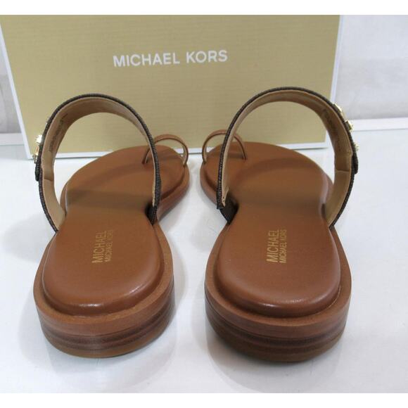 Michael Kors Jilly Thong Flat Sandals Double Strap Brown Multi Size 7.5 - Picture 5 of 9
